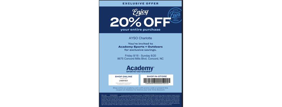 Academy Sports Shopping Weekend August 18-20th
